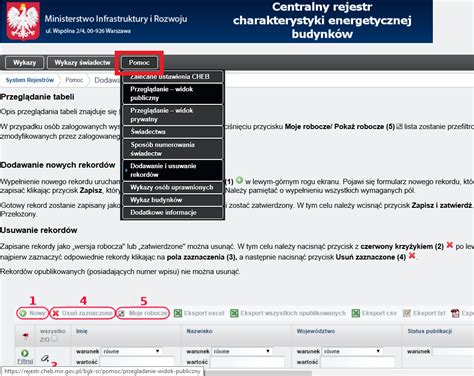 centralnego rejestru charakterystyki energetycznej budynków.